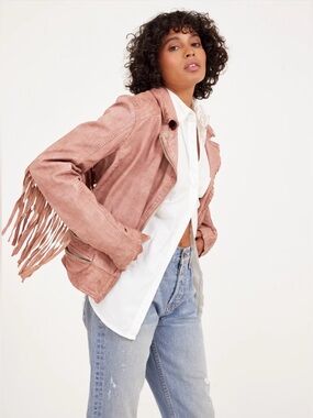 Mauritius Light Pink Zoe RF Leather Jacket - size 6